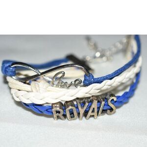 Home Run Kansas City Royals Braided Blue White Layered Cord Chame 7"-8" Bracelet